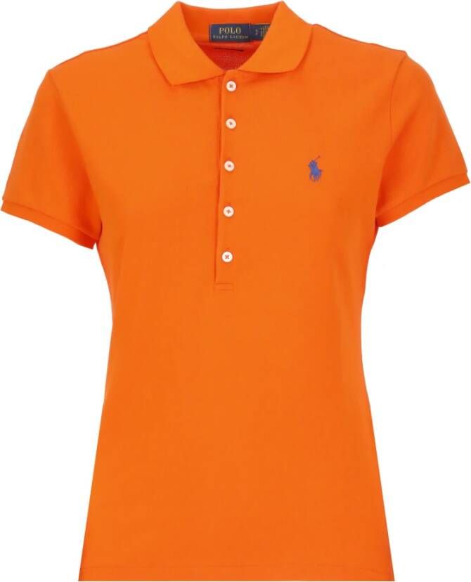 Ralph Lauren Slim Fit Sailing Orange Polo Shirt Orange Dames