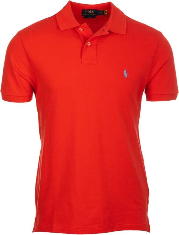 Ralph Lauren Rood Slim Fit Polo Shirt met Korte Mouwen Red Heren