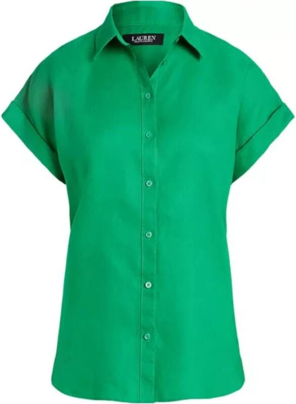 Ralph Lauren Groene Linnen Overhemd Trendy Model Green Dames