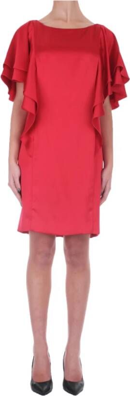 Ralph Lauren Prachtige Rode Feestjurk met Gerimpelde Mouwen Rood Dames
