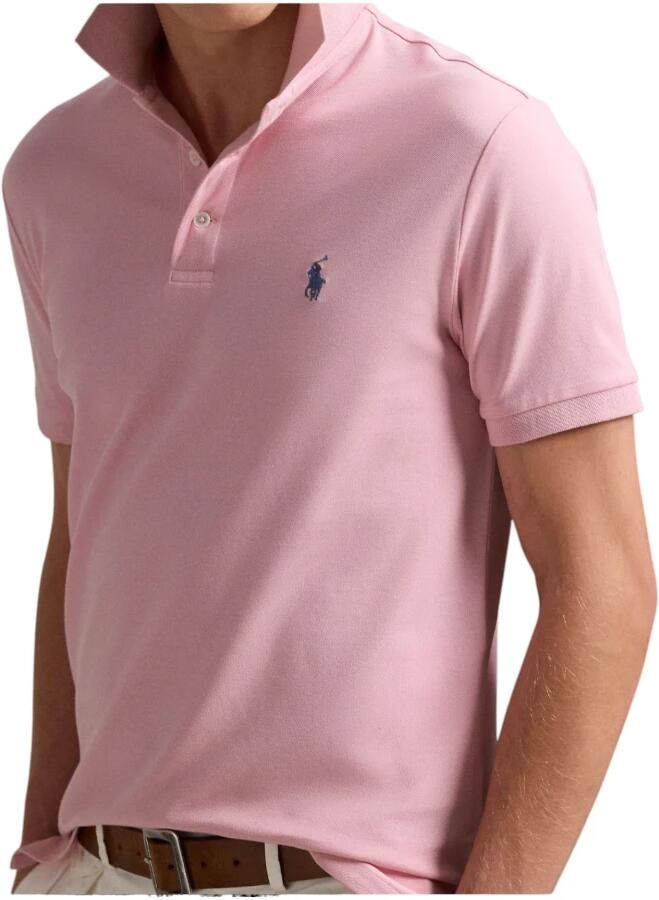 Ralph Lauren Aangepaste Slim FIT Stretch Mesh Polo Shirt Roze Pink Heren