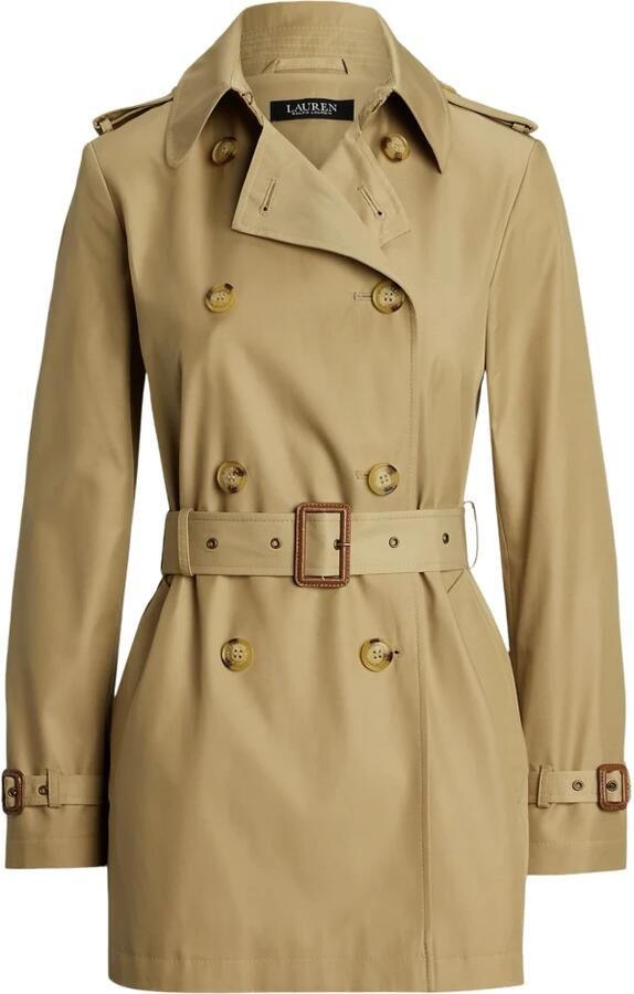 Ralph Lauren Beige Dubbel Breasted Katoenmix Trenchcoat Buitenkleding Beige Dames