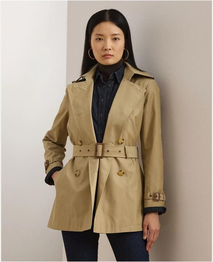Ralph Lauren Beige Dubbel Breasted Katoenmix Trenchcoat Buitenkleding Beige Dames - Foto 3