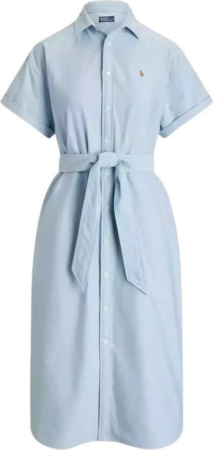 Ralph Lauren Blauwe Overhemdjurk Midi Blue Dames