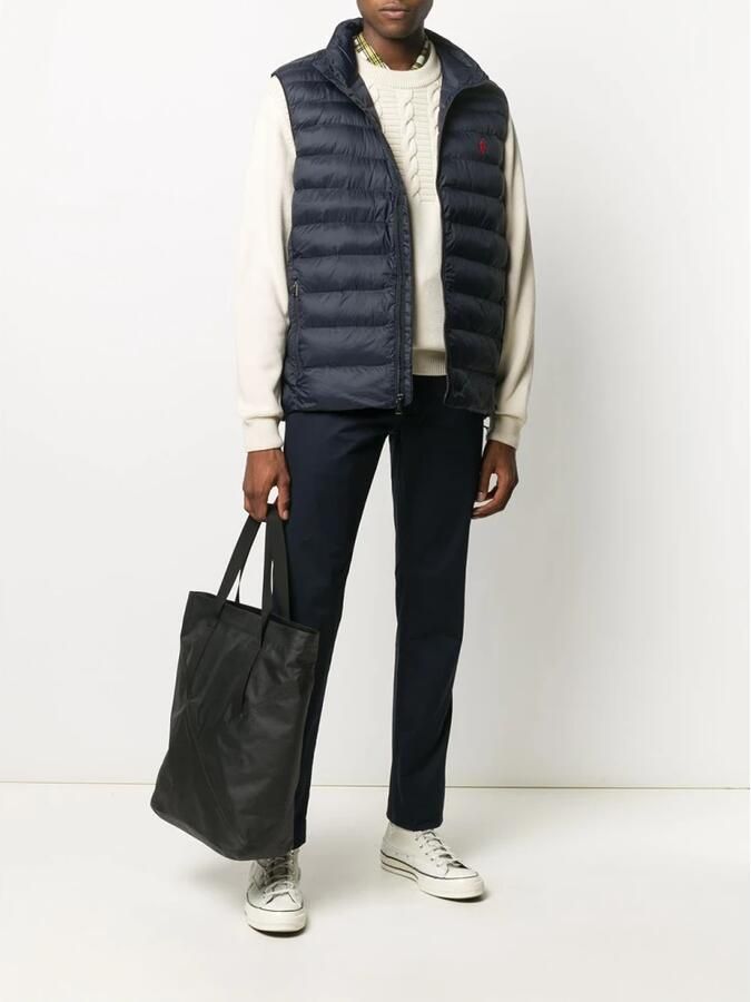 Ralph Lauren Marineblauw Rood Gewatteerd Mouwloos Puffer Vest Blauw Heren - Foto 2