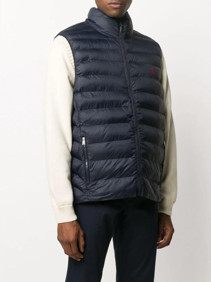 Ralph Lauren Marineblauw Rood Gewatteerd Mouwloos Puffer Vest Blauw Heren - Foto 3