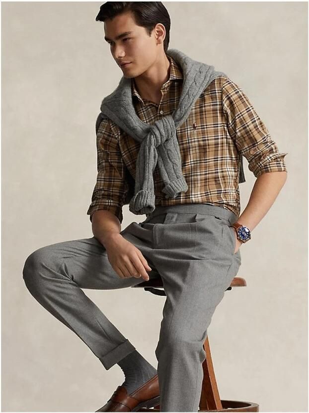 Ralph Lauren Bruin Geruit Shirt met Lange Mouwen Multicolor Heren