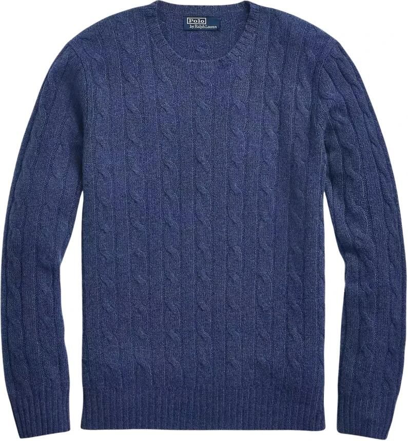 Ralph Lauren Cashmere Trui met Kabelpatroon Blue Heren
