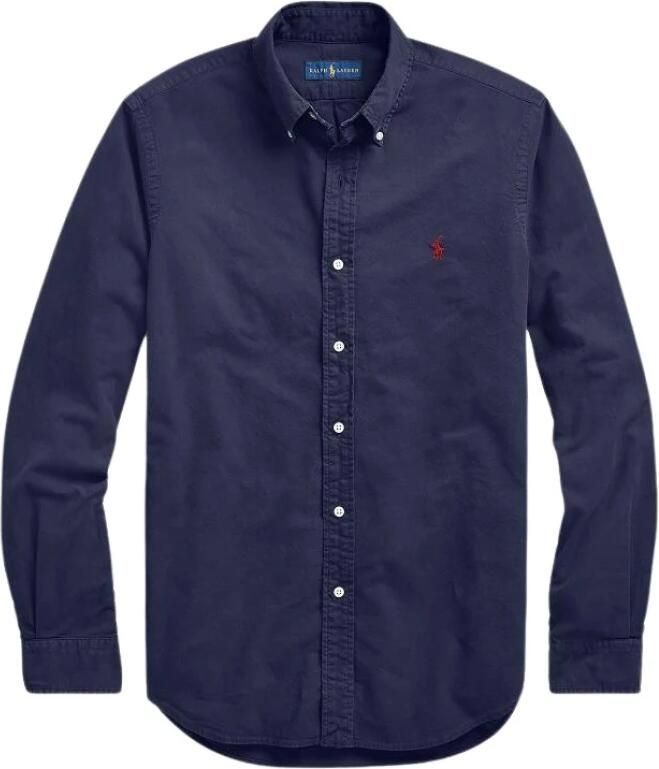 Ralph Lauren Casual Donkerblauw Linnen Overhemd Blue Heren - Foto 5