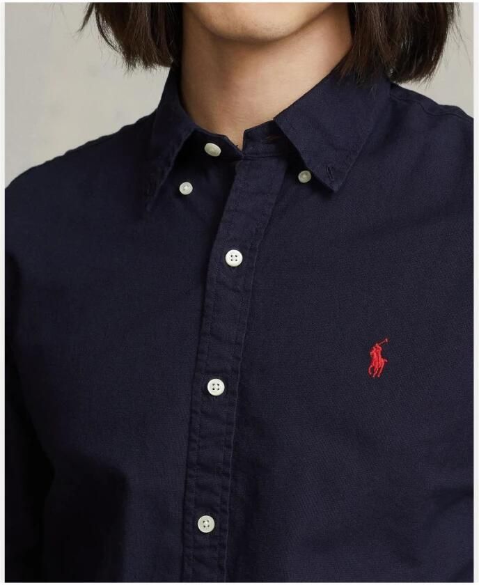 Ralph Lauren Casual Donkerblauw Linnen Overhemd Blue Heren