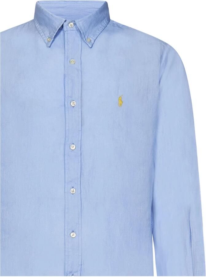 Polo Ralph Lauren Lichtblauwe Linnen Overhemd Button-Down Blue Heren