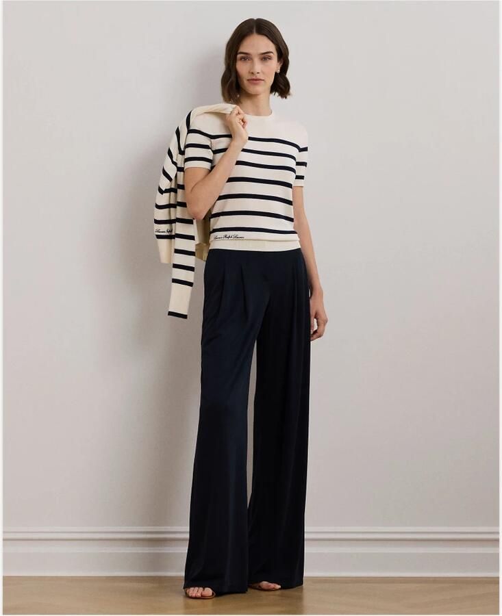 Ralph Lauren Creme Lauren Creme Marine Gestreepte Korte Mouw Sweater Beige Dames - Foto 2