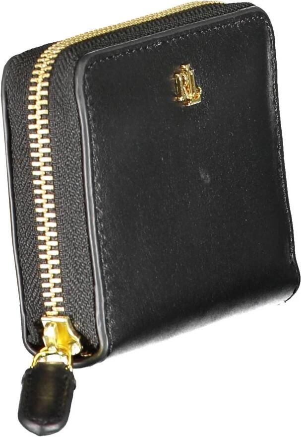 Ralph Lauren Luxe Leren Portemonnee met Rits en Kaartsleuven Zwart Dames