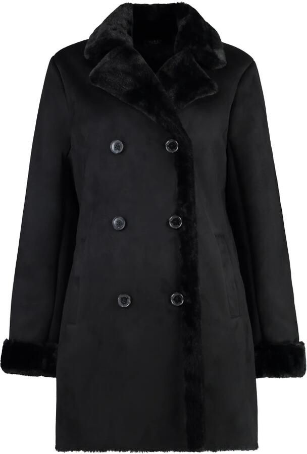 Ralph Lauren Eco-Sheepskin Double-Breasted Jas Black Dames