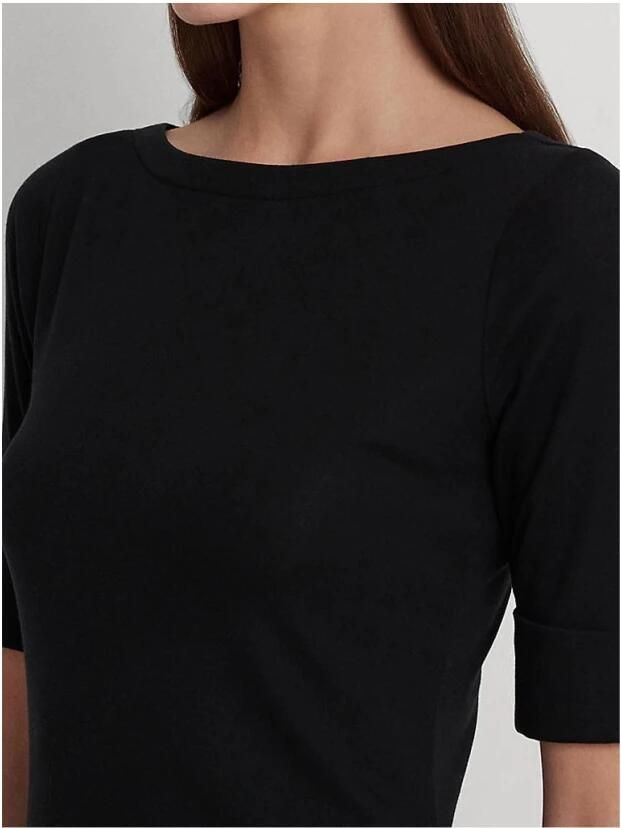 Lauren Ralph Lauren Getailleerde midi jurk met boothals van stretchkatoen - Foto 3