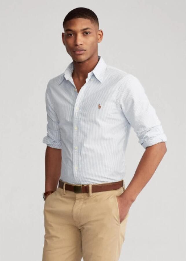 Ralph Lauren Slim Fit Blauw Wit Gestreept Oxford Overhemd voor Heren Blauw Heren - Foto 5