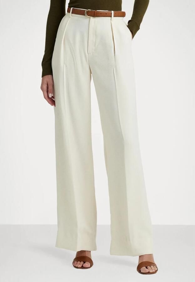 Ralph Lauren Geplooide Slim Fit Broek van Volledige Lengte White Dames - Foto 2
