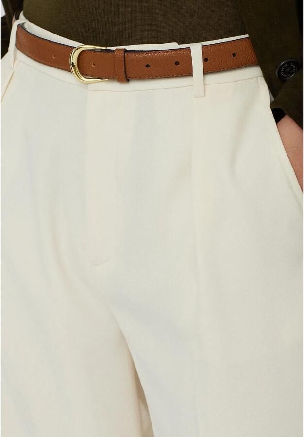 Ralph Lauren Geplooide Slim Fit Broek van Volledige Lengte White Dames
