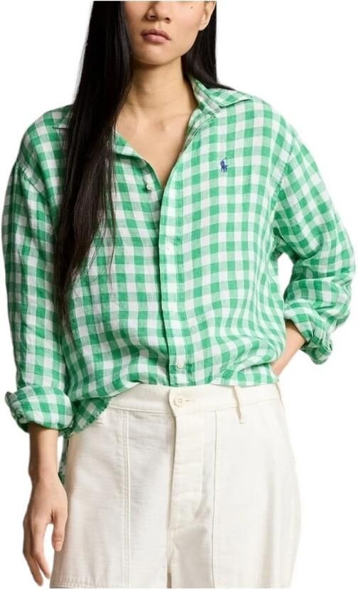 Ralph Lauren Geruit Linnen Overhemd Multicolor Dames - Foto 2