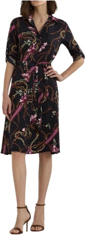 Lauren Ralph Lauren Midi-jurk met strikceintuur model 'KARALYNN' - Foto 4