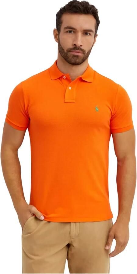 Ralph Lauren Oranje Polo Shirt met Iconische Pony Borduursel Orange Heren