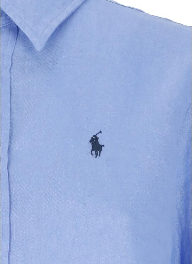Polo Ralph Lauren Heldere Blauwe Linnen Shirt Elegante Pony Borduurwerk Blue Dames - Foto 9