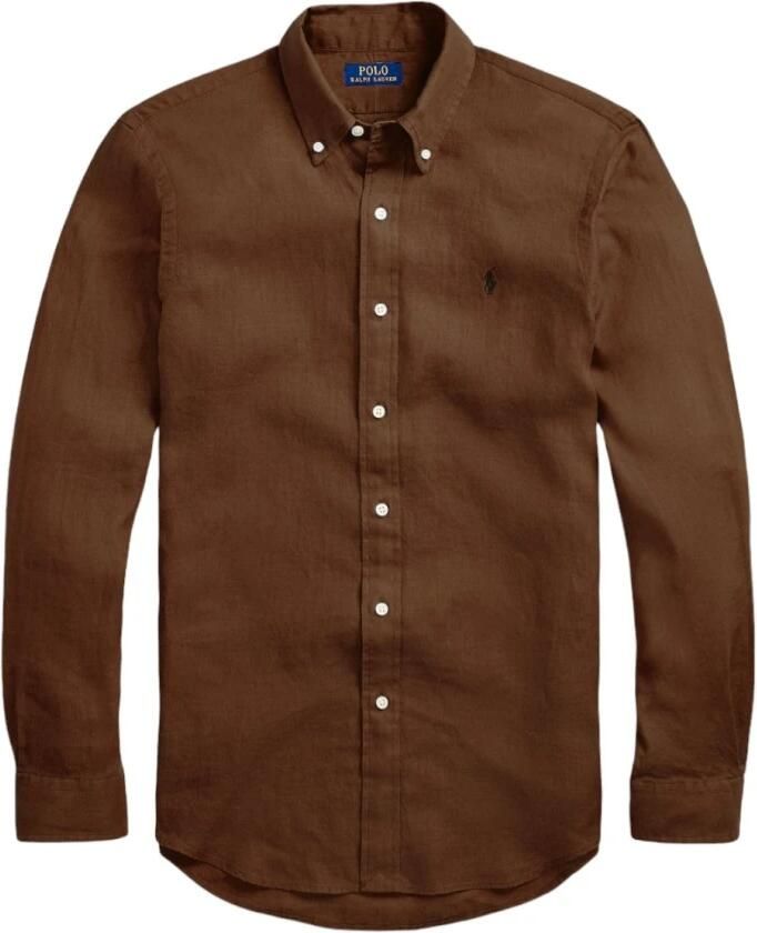 Ralph Lauren Linnen Overhemd Bruin Stijlvolle Keuze Brown Heren