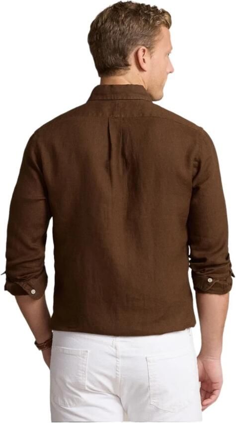 Ralph Lauren Linnen Overhemd Bruin Stijlvolle Keuze Brown Heren - Foto 3