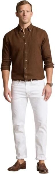 Ralph Lauren Linnen Overhemd Bruin Stijlvolle Keuze Brown Heren - Foto 5