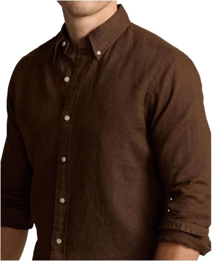 Ralph Lauren Linnen Overhemd Bruin Stijlvolle Keuze Brown Heren - Foto 2