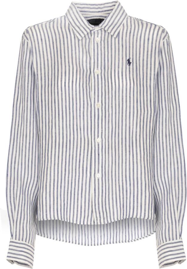 Polo Ralph Lauren Gestreepte witte shirt met pony borduurwerk Blue Dames - Foto 6