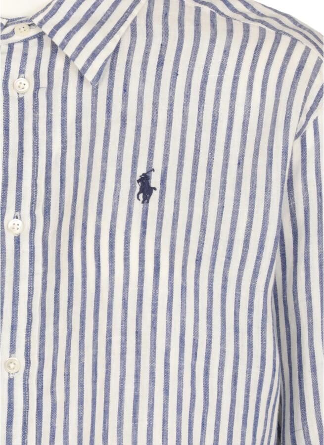 Polo Ralph Lauren Gestreepte witte shirt met pony borduurwerk Blue Dames