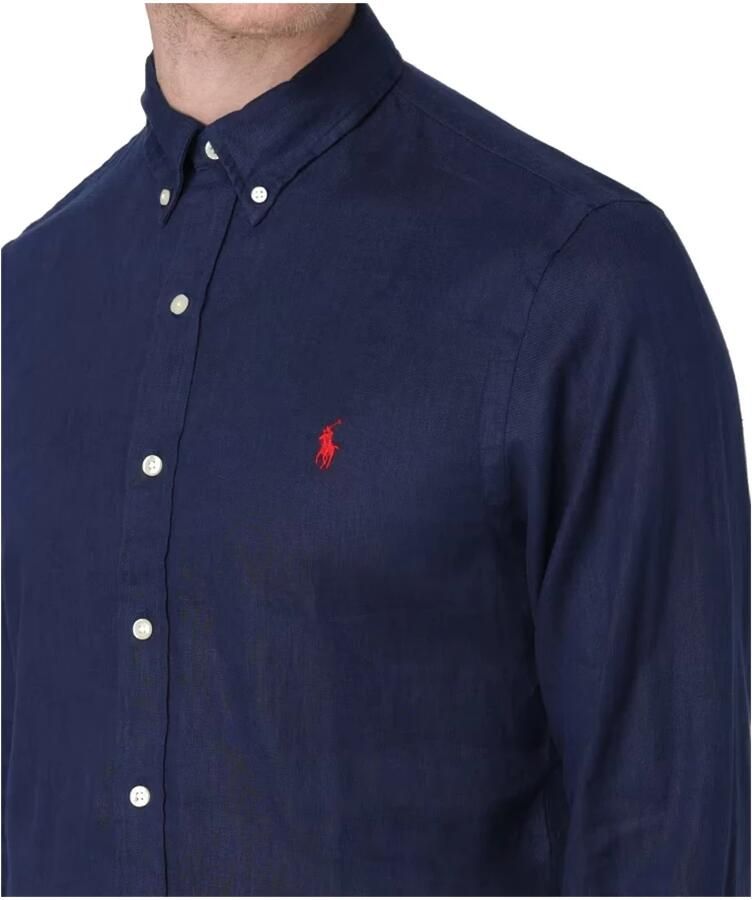 Ralph Lauren Stijlvolle Casual Overhemd Camicia Sportiva ML BD Blue Heren