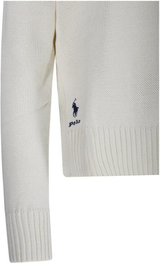 Polo Ralph Lauren Katoenen Crew-Neck Sweater met Zijsplitten White Dames - Foto 4