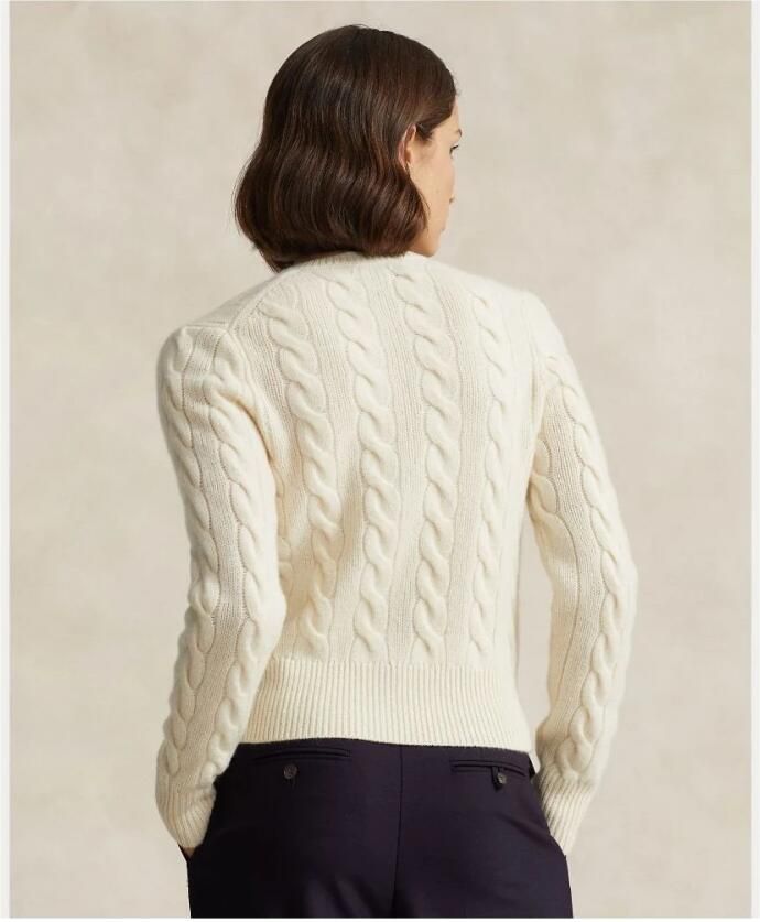 Polo Ralph Lauren Off-White Kabelgebreide Wol-Kasjmier Vest White Dames