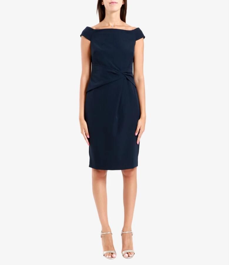 Ralph Lauren Open-Shoulder Crêpe Jurk Blue Dames