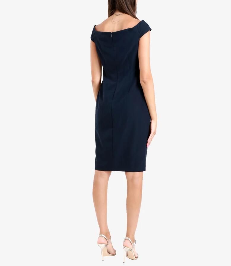 Ralph Lauren Open-Shoulder Crêpe Jurk Blue Dames - Foto 2