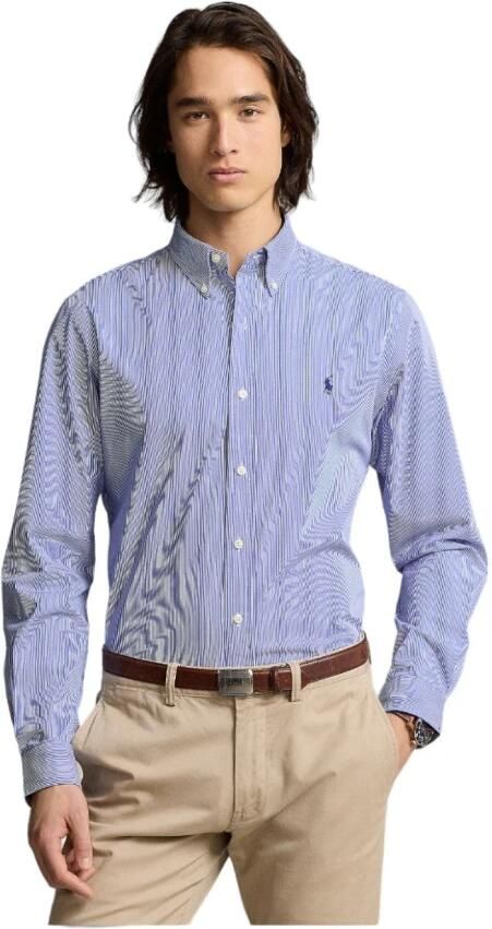 Ralph Lauren Stijlvolle Blauw Witte Hairline Streep Sport Shirt Blauw Heren - Foto 13