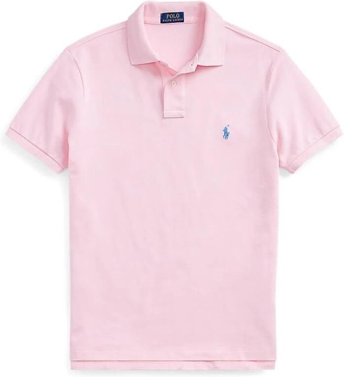 Polo Ralph Lauren Polo shirt met logo borduursel en geribbelde kraag en manchetten Pink Heren