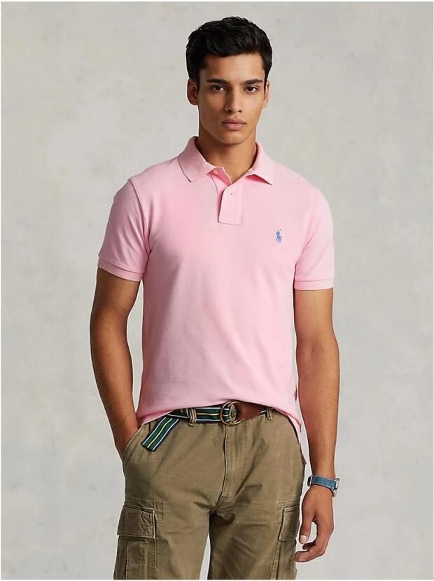 Polo Ralph Lauren Polo shirt met logo borduursel en geribbelde kraag en manchetten Pink Heren - Foto 9