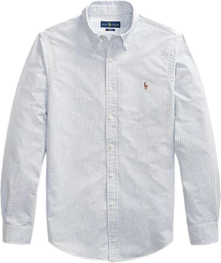 Ralph Lauren Slim Fit Blauw Wit Gestreept Oxford Overhemd voor Heren Blauw Heren