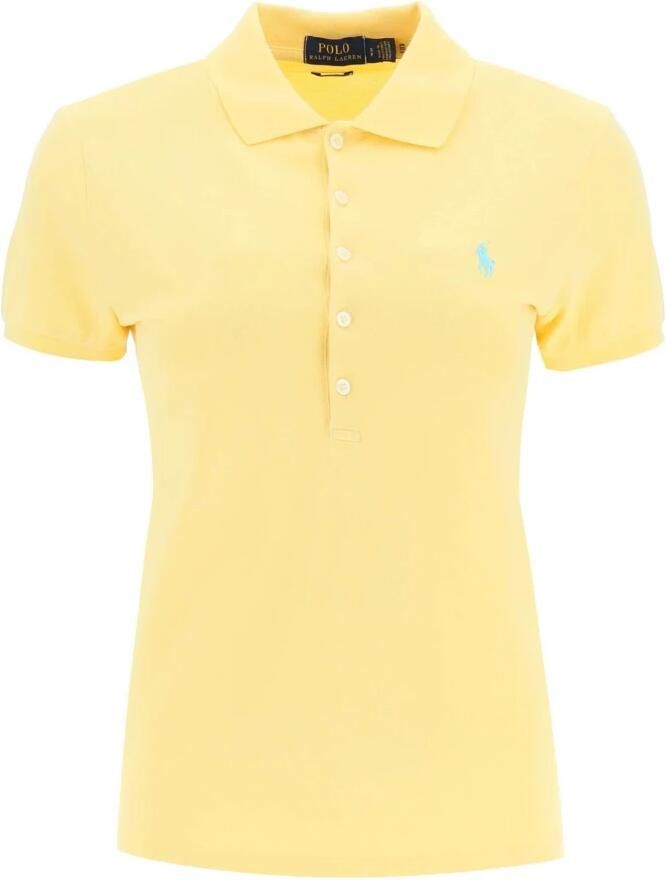 Polo Ralph Lauren Slim Fit Polo Shirt met geborduurd logo Yellow Dames - Foto 2