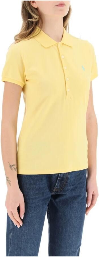Polo Ralph Lauren Slim Fit Polo Shirt met geborduurd logo Yellow Dames - Foto 4