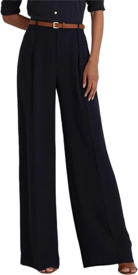 Lauren Ralph Lauren Wide leg bandplooibroek met riemlussen model 'KIRAHN' - Foto 5