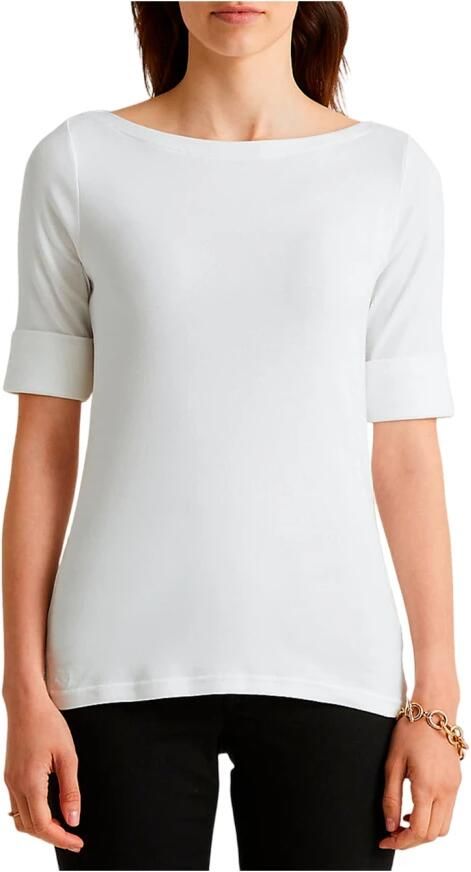 Ralph Lauren Katoenen Bootnektrui met Elleboogmouwen White Dames - Foto 2