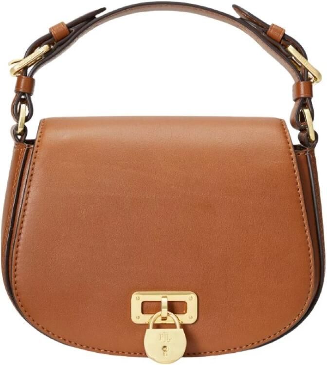 Ralph Lauren Leren Bruine Dames Tas met Logo Voorsluiting Brown Dames - Foto 9