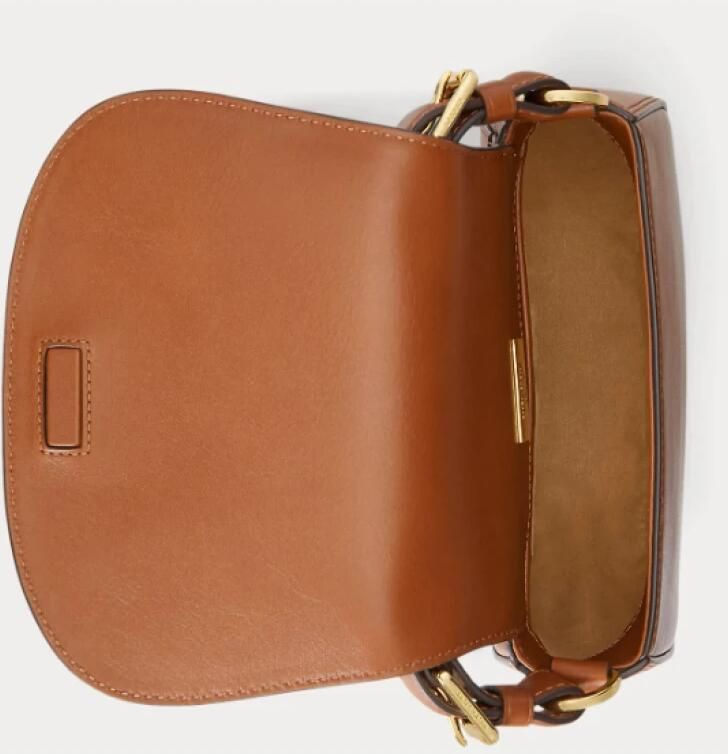 Ralph Lauren Leren Bruine Dames Tas met Logo Voorsluiting Brown Dames - Foto 8