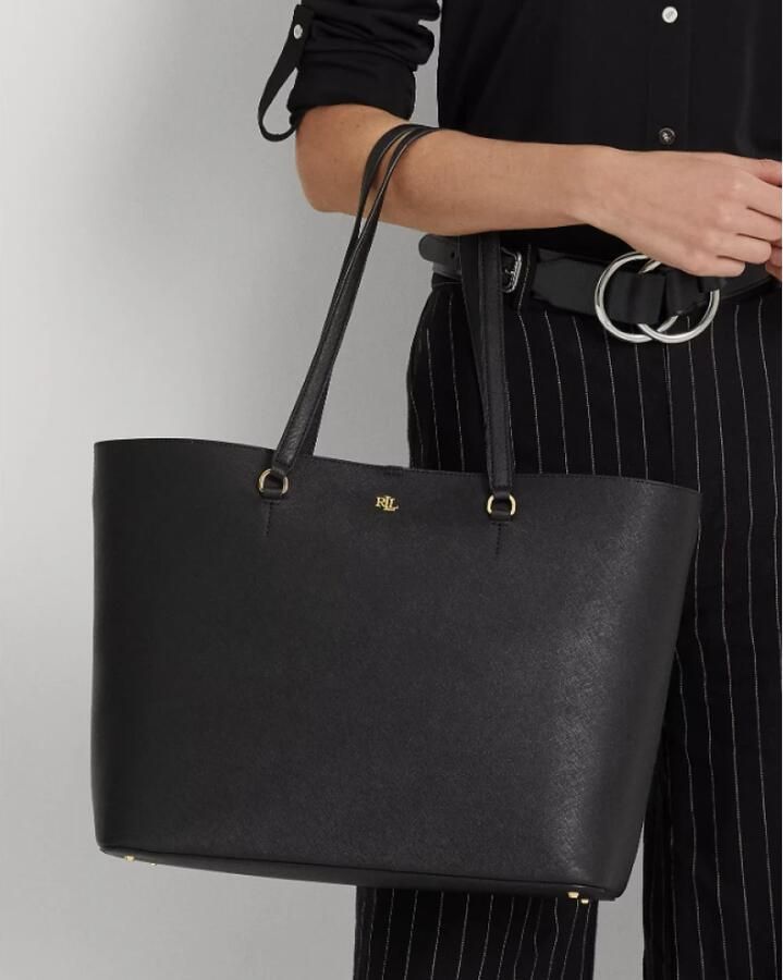 Lauren Ralph Lauren Tote bag van runderleer met labelapplicatie model 'KARLY' - Foto 3