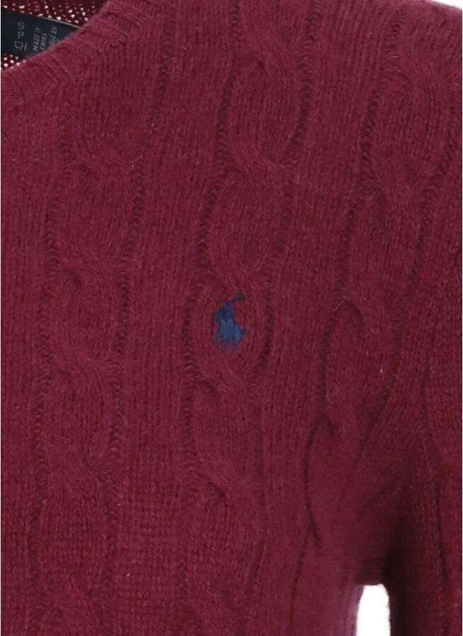 Polo Ralph Lauren Wollen en Kasjmier Gevlochten Trui Red Dames