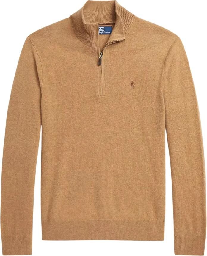 Polo Ralph Lauren Gebreide pullover van wol met opstaande kraag en ritssluiting